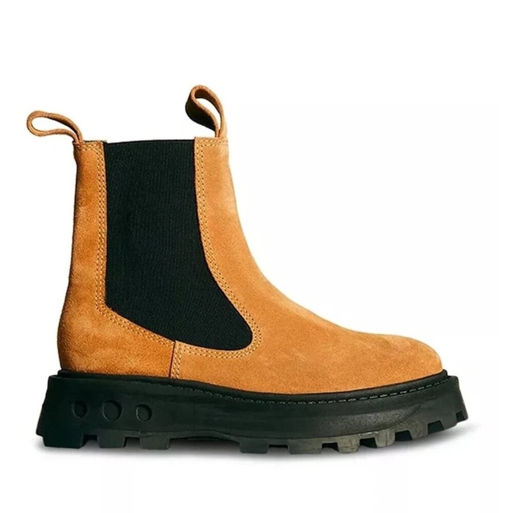 $600 SIMON MILLER Scrambler Pull On Combat Boots CHUNKY SUEDE CAMEL 39 (MG6)